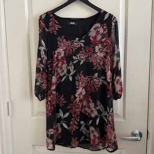 Lulu's Black and Red Floral Dress